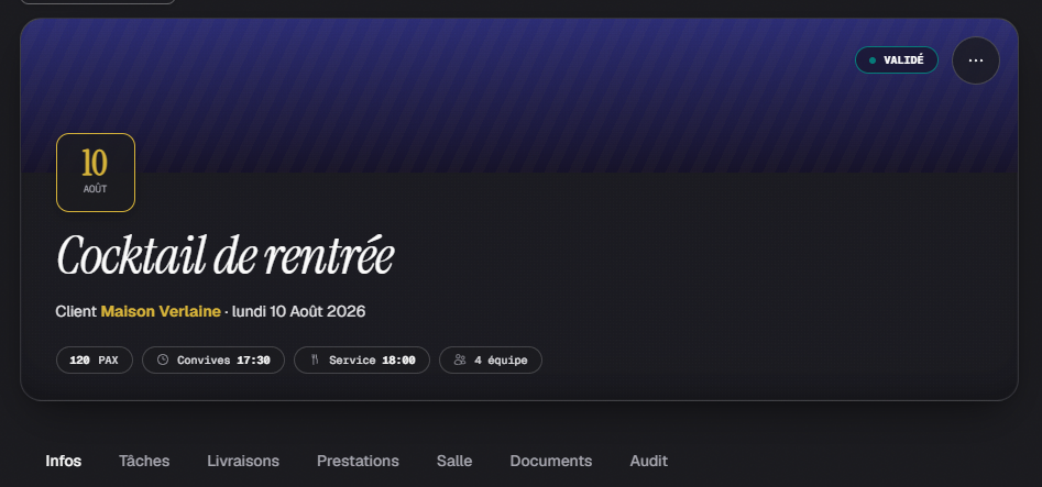 Le statut VALIDÉ affiché en haut de la fiche